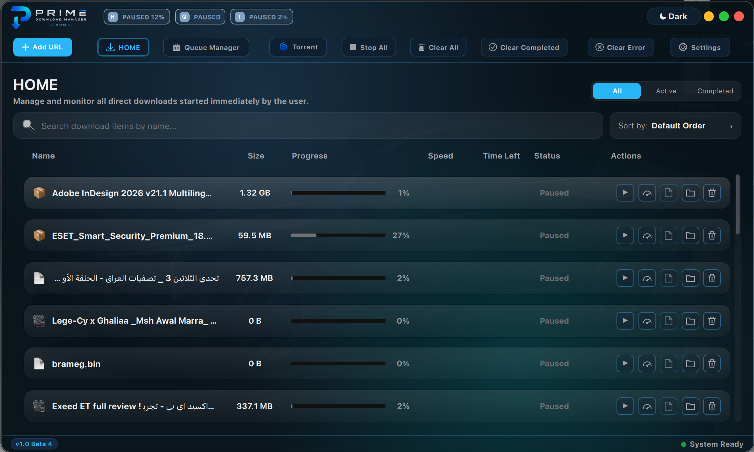 Prime Download Manager home